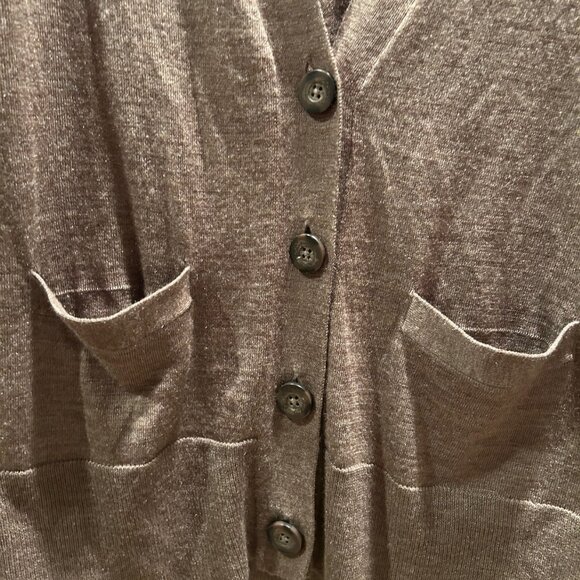 Ann Taylor LOFT Cardigan Brown Taupe Sweater -V-Neck button down sz medium - Picture 4 of 6